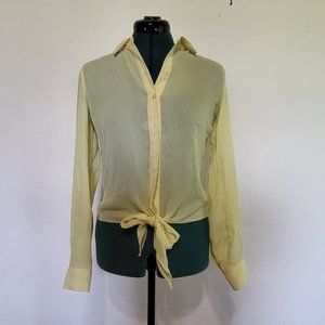 Sunny Yellow Sheer Top with White Lace Details!